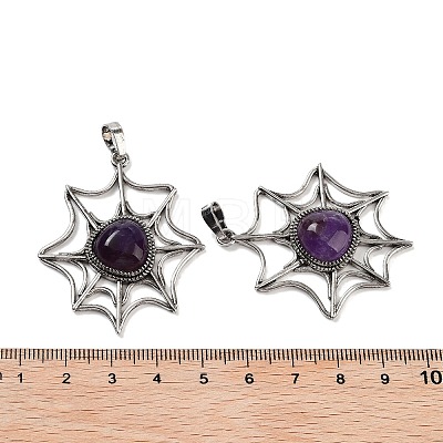 Natural Amethyst Spider Web Pendants G-Q163-09AS-08-1