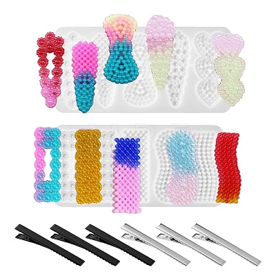2Pcs 2 Style Geometry Shapes Silicone Hair Clip Molds DIY-LS0003-97-1