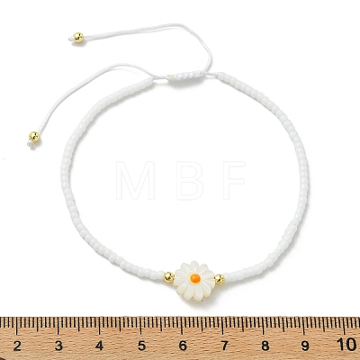 Natural Freshwater Shell & Glass Seed Beaded Adjustable Brecelets BJEW-JB13766-01-1