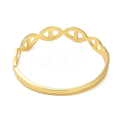 Brass Micro Pave Clear Cubic Zirconia Hollow Oval Hinged Bangles for Woman BJEW-M312-03A-G-1