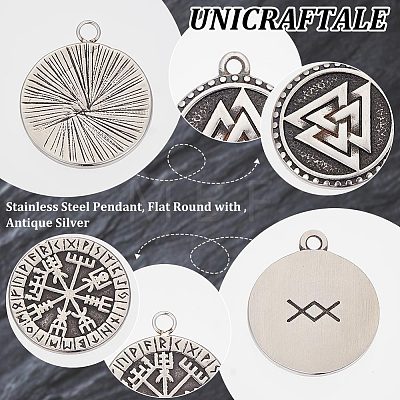 Unicraftale 4Pcs 2 Style 304 Stainless Steel Pendant STAS-UN0055-80-1