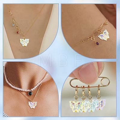 60Pcs 6 Style Glass Pendants PALLOY-YW00164-1