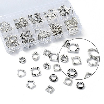 100Pcs 10 Styles Tibetan Style Alloy Bead Frames TIBEB-YW0001-27-1