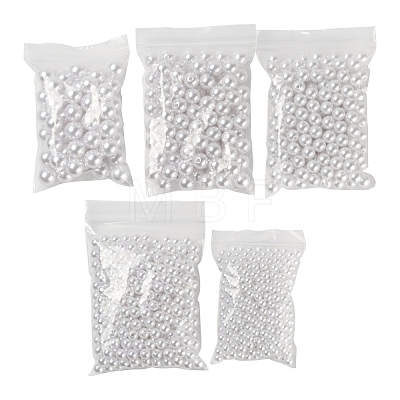 1150Pcs 5 Style ABS Plastic Imitation Pearl Beads KY-LS0001-20-1