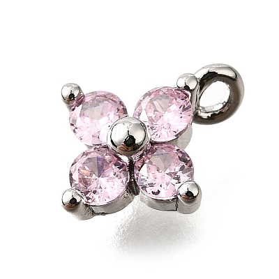 Brass Micro Pave Cubic Zirconia Pendants KK-D356-07H-P-1