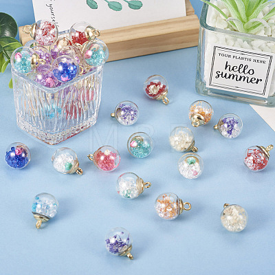 48Pcs 12 Styles Transparent Glass Globe Pendants GLAA-TA0001-30-1