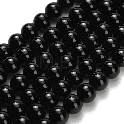 Natural Black Onyx(Dyed & Heated) Beads Strands G-H329-C06-6mm-1