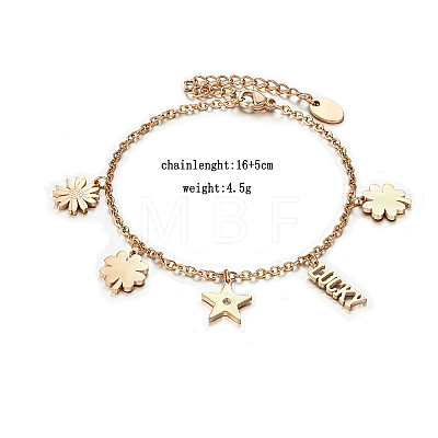 Stylish stainless steel bracelet with letter star flower pendant for daily wear. LX3227-2-1