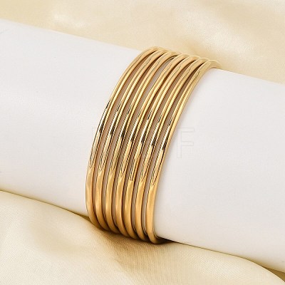 PVD Vacuum Plating Fashion 304 Stainless Steel Buddhist Bangle Sets X-BJEW-L664-022C-G-1