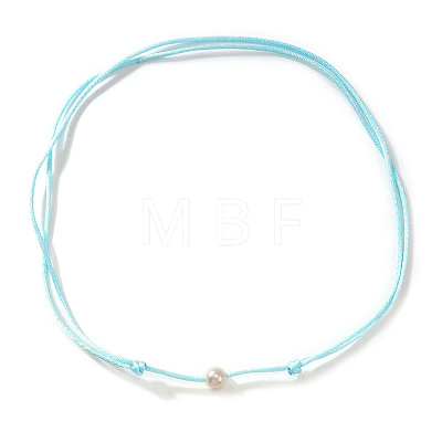 Imitation Pearl White Potato Pendant Adjustable Waxed Cord Necklaces for Women OH8963-4-1