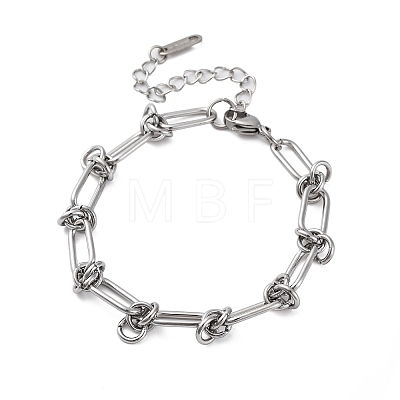 304 Stainless Steel Paperclip Chain Bracelets for Women BJEW-P347-03P-1