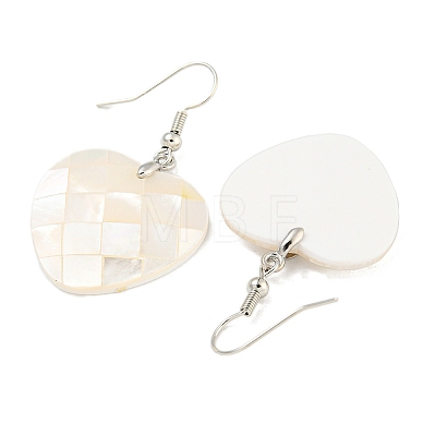 Rack Plating Brass Natural White Shell Dangle Earrings EJEW-N055-52E-1