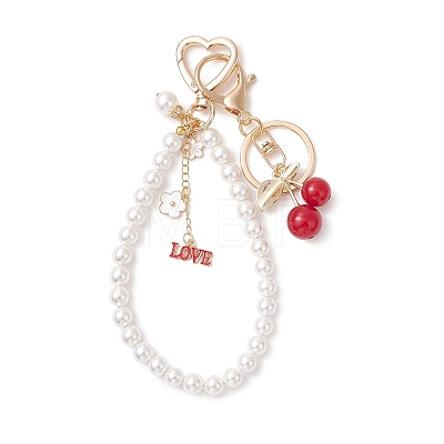 Shell Pearl Keychains HJEW-JM04619-1