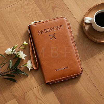 Rectangle PU Leather Travel Passport Wallet Cover AJEW-WH20096-52A-1