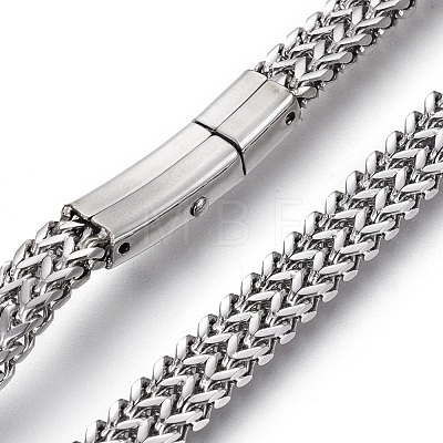 304 Stainless Steel Mesh Chain Necklaces NJEW-L161-01P-1