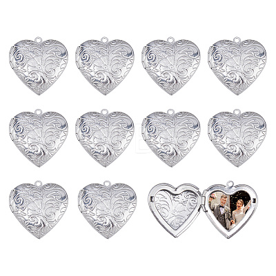 12Pcs Stainless Steel Locket Pendants STAS-DC0017-43-1