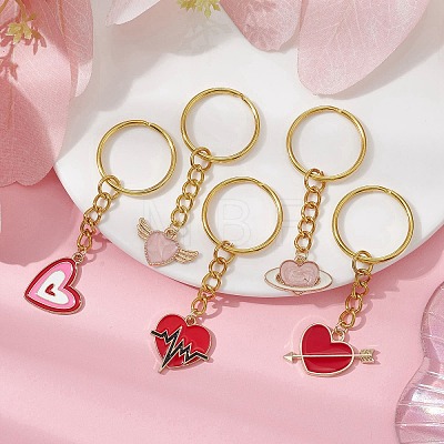 Valentine's Day Heart Alloy Enamel Pendant Keychain KEYC-JKC00595-1