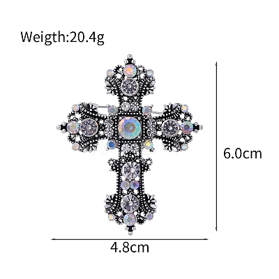 Baroque Style Cross Zinc Alloy Rhinestone Brooches PW-WGBF0CF-01-1