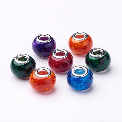 Spray Painted Glass European Beads X-GPDL-R007-M1-1