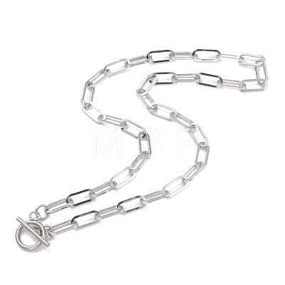304 Stainless Steel Paperclip Chain Necklaces NJEW-O124-01P-1