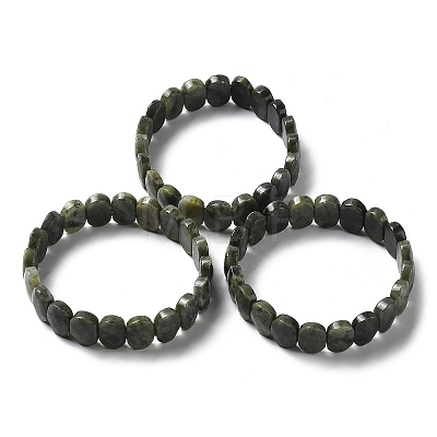 Natural Xinyi Jade/Chinese Southern Jade Beaded Stretch Bracelet G-E010-01-03-1