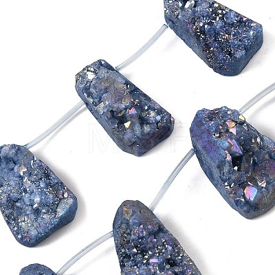 Electroplated Natural Druzy Agate Beads Strands G-N0259-07-1