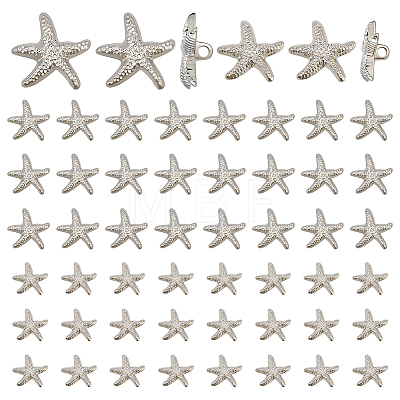 60Pcs 2 Styles 1-Hole Alloy Shank Buttons BUTT-PH0001-79P-1