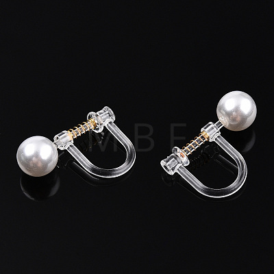 Resin Clip-on Earring Converter with ABS Plastic Imitation Pearl Beaded STAS-T064-02G-1