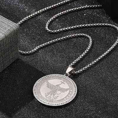 304 Stainless Steel Rhinestone Pendant Necklaces for Women NJEW-U021-02P-1