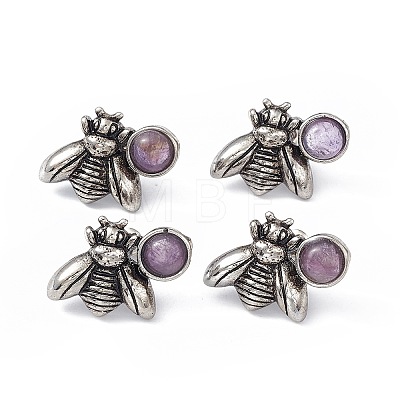 Natural Amethyst Bee Stud Earrings EJEW-C016-01AS-06-1