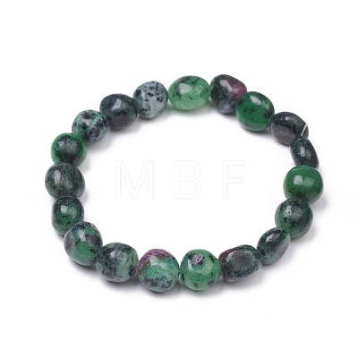 Natural Ruby in Zoisite Stretch Beaded Bracelets X-BJEW-K213-C07-1