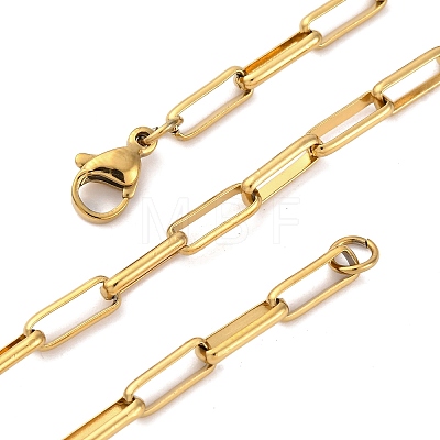 304 Stainless Steel Paperclip Chain Necklaces NJEW-Q013-03G-1