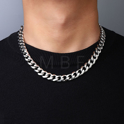 Non-Tarnish 201 Stainless Steel Curb Chain Necklaces NJEW-Q336-12B-P-1