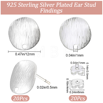 20Pcs Flat Round Brass Stud Earring Findings KK-BBC0028-25-1