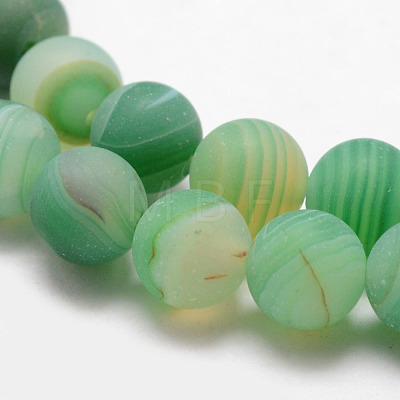 Natural Striped Agate/Banded Agate Bead Strands G-K166-12-10mm-1