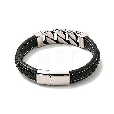 304 Stainless Steel Curb Chains Link Bracelet with Magnetic Clasp BJEW-C021-24P-1