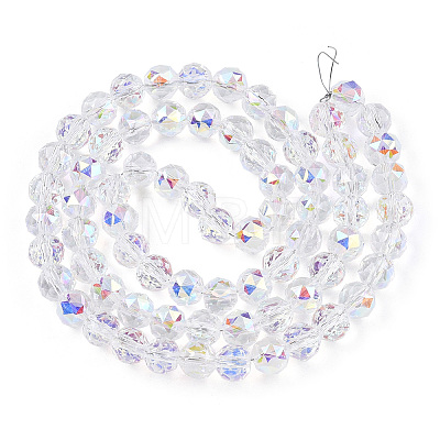 Electroplate Transparent Glass Beads Strands X-EGLA-N002-34C-C03-1