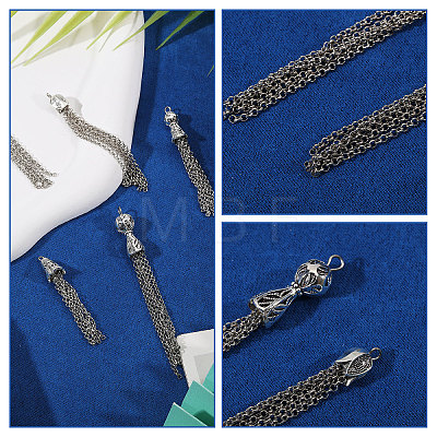 16Pcs 8 Styles Tibetan Style Zinc Alloy Tassels Big Pendants TIBEP-PH0001-91-1