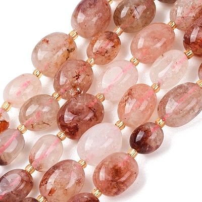Natural Hematoid Quartz/Ferruginous Quartz Beads Strands G-G453-D12-01-1