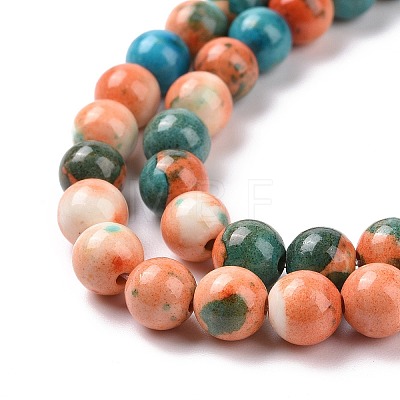 Synthetic Ocean White Jade Round Bead Strands G-M165-6mm-04-1