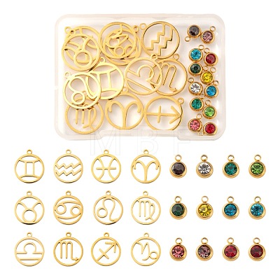 24Pcs 12 Colors 303 Stainless Steel Rhinestone Charms STAS-LS0001-30-1