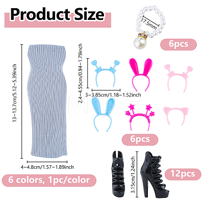 6Sets 6 Colors Polyester Doll Clothes Set DIY-DC0003-56-1