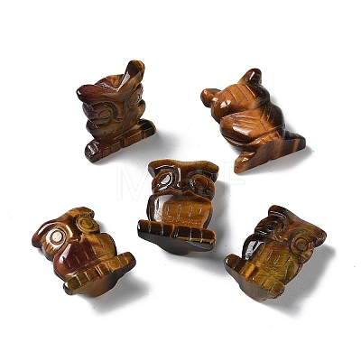 Natural Tiger Eye Owl Healing  Figurines DJEW-Z005-01A-1