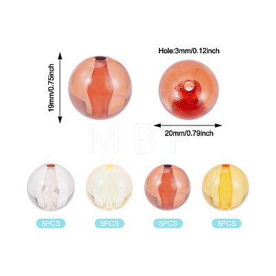 20Pcs 4 Colors Transparent Acrylic Beads MACR-TADJ0001-02B-1