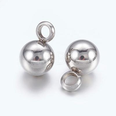 Original Color Ball Charms 304 Stainless Steel Round Pendants X-STAS-E037-1-1