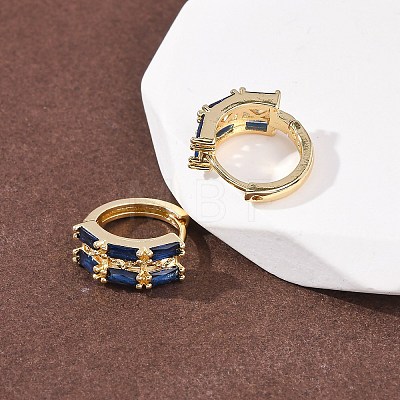 Rectangle Brass Micro Pave Cubic Zirconia Hoop Earrings EJEW-H178-03G-1