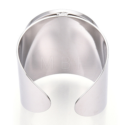 304 Stainless Steel Open Cuff Finger Ring Cabochon Settings STAS-T060-03P-1