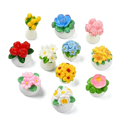 22 Pcs 11 Styles Resin Flower Ornaments DJEW-CJ0001-24-1