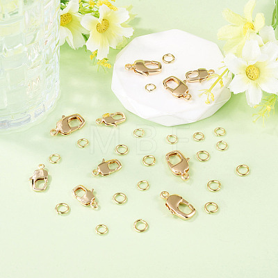 10Pcs 2 Styles Brass Lobster Claw Clasps KK-TA0009-15-1