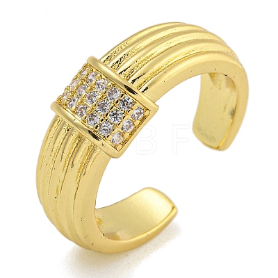 Rack Plating Brass Micro Pave Cubic Zirconia Cuff Rings for Women RJEW-I107-09G-1